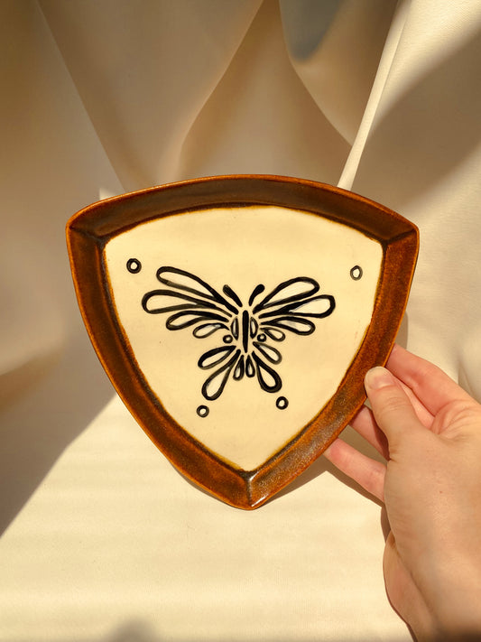 Butterfly Triangle Dish - 7 in