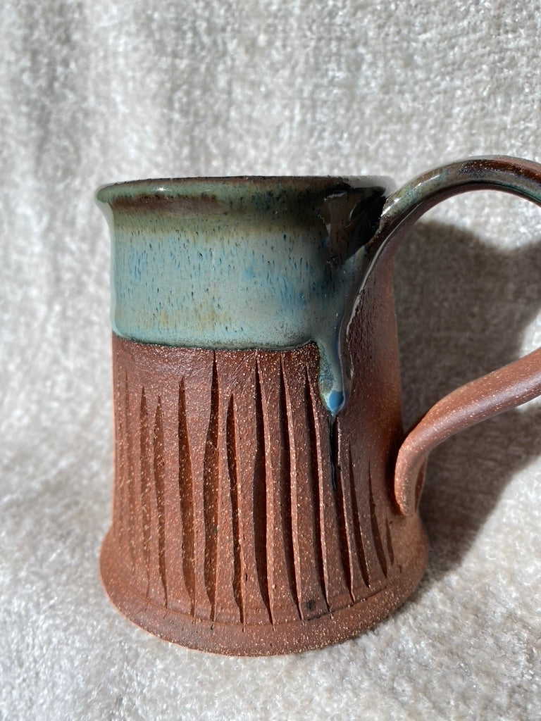 Red Clay Carved Mini Stein Mug - 8 oz