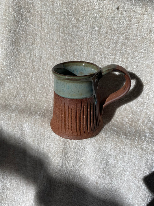 Red Clay Carved Mini Stein Mug - 8 oz